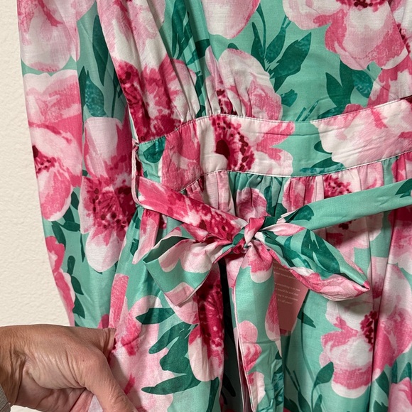 Ivy City Co Floral Long Sleeve Dress - Pink and Green - Picture 5 of 6